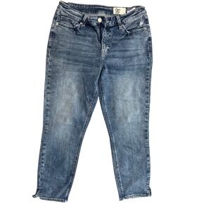 Cosmic Blue Love Womens Denim Jeans Size 26 Distressed‎ Wash Ankle Crop